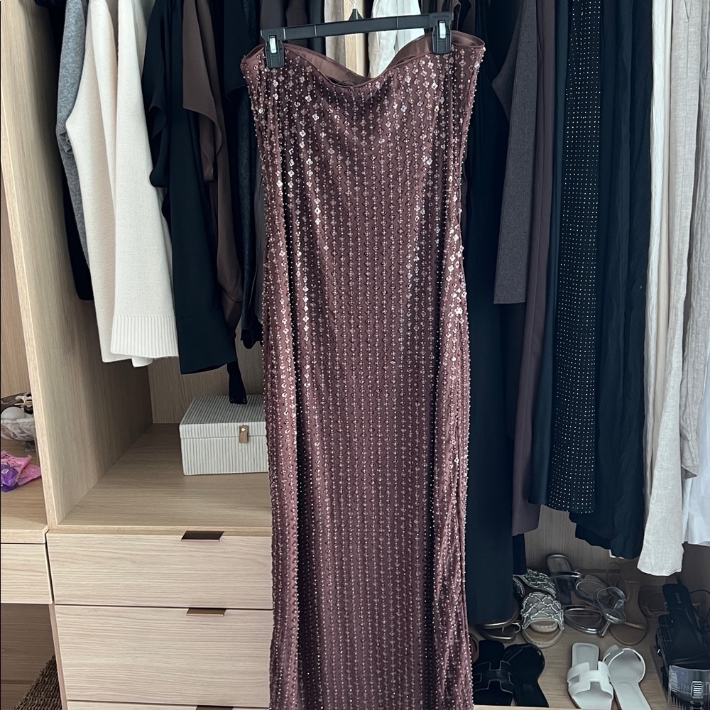 Abercrombie & Fitch Strapless Sequin Brown Dress - Picture 7 of 10